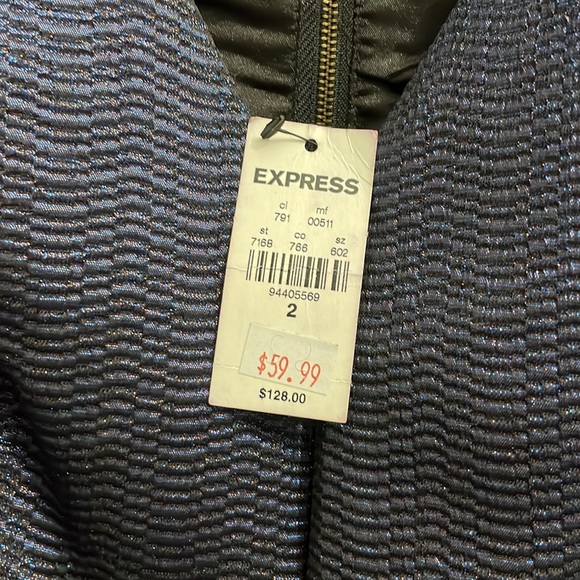 Express Shimmering Blue Halter style A line size 2 dress - Picture 5 of 7